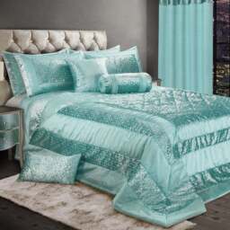 Intimates Vera Super King Size Duck Egg Bedspread - Blue - Wilko