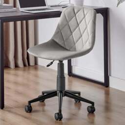 Furniturebox Theresa Grey Velvet Office Chair - Size: 53 x 47 x 53cm - Wilko - thumbnail 1