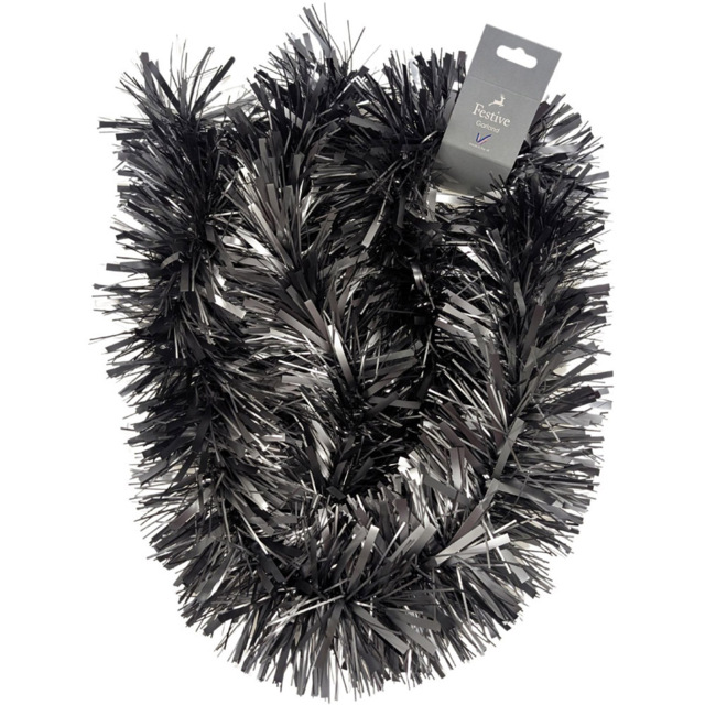 Samuel Alexander Matt Graphite Chunky and Fine Mix Christmas Tinsel Garland 2m - Grey - Wilko - image 1