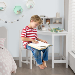 Costway Kids Corner Desk and Chair Set with Hutch White - Size: 67 x 67 x 96cm - Wilko - thumbnail 4