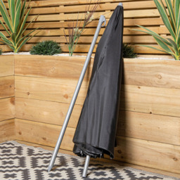 Samuel Alexander 6 Seater Patio Dining Set Black with Parasol - Wilko - thumbnail 7