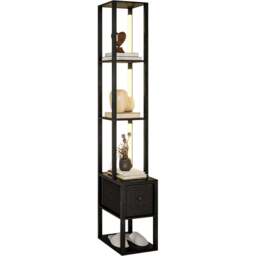 HOMCOM Single Drawer 4 Shelf Black LED Floor Lamp - Size: 32 x 21 x 51.5cm - Wilko - thumbnail 1
