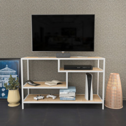 Decorotika Robins Industrial White and Oak TV Stand - Size: 75 x 120 x 39cm - Multi - Wilko - thumbnail 5