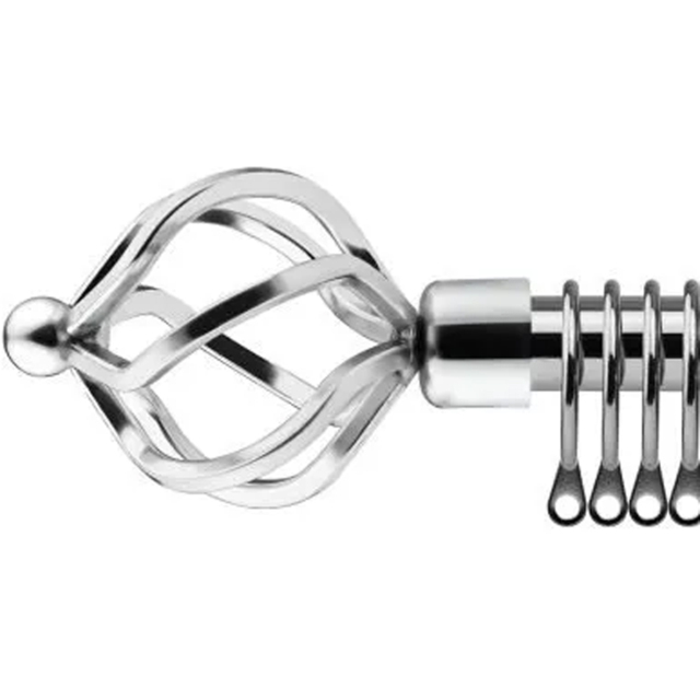 New Edge Blinds 160-300cm Extendable Chrome Cage Metal Curtain Pole - Size: 160 - 300cm - Silver - Wilko - image 1