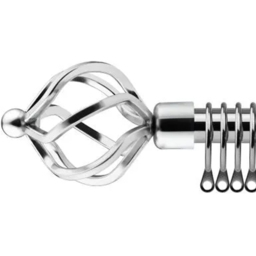 New Edge Blinds 160-300cm Extendable Chrome Cage Metal Curtain Pole - Size: 160 - 300cm - Silver - Wilko - thumbnail 1