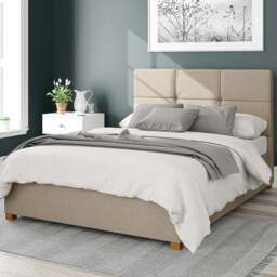 Aspire Caine Double Natural Eire Linen Ottoman Bed - Cream - Aspire Beds - Wilko