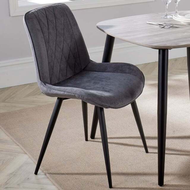 Core Products Aspen Set of 2 Grey and Black Diamond Stitch Dining Chair - Wilko - image 1