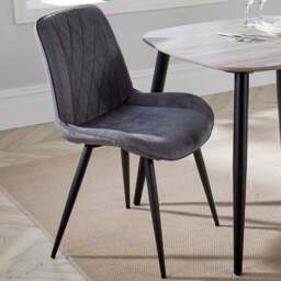 Core Products Aspen Set of 2 Grey and Black Diamond Stitch Dining Chair - Wilko - thumbnail 1