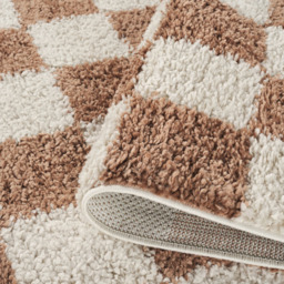 Desire Rugs Chester Terracotta Shaggy Checkered Rug 60 x 220cm - Size: 220 x 60 x 3cm - Orange - Wilko - thumbnail 5