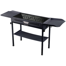 Living and Home Black Portable Outdoor Charcoal Grill with Folding Side Table - Size: 60.5 x 66 x 30cm - Wilko - thumbnail 4