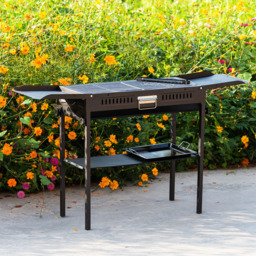 Living and Home Black Portable Outdoor Charcoal Grill with Folding Side Table - Size: 60.5 x 66 x 30cm - Wilko - thumbnail 3