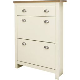GFW Lancaster Cream 2 Door 1 Drawer Shoe Cabinet - Size: 24 x 78 x 108cm - Wilko - thumbnail 3