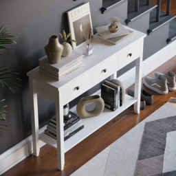VIDA DESIGNS Windsor 3 Drawer White Console Table - Size: 30 x 100 x 74cm - Wilko - thumbnail 7