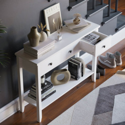 VIDA DESIGNS Windsor 3 Drawer White Console Table - Size: 30 x 100 x 74cm - Wilko - thumbnail 6