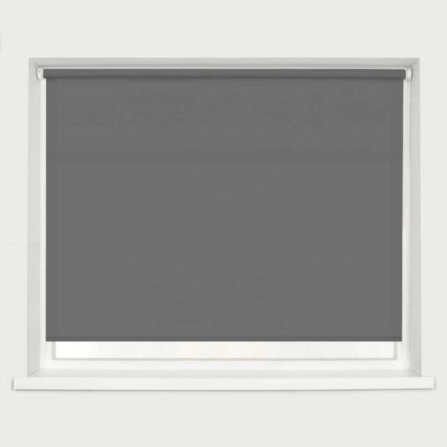 Caecus Straight Edge Roller Blind Charcoal Grey 150cm - Wilko - image 1