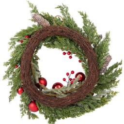 Sweeping Bauble and Red Berry Wreath - Green & Red - Wilko - thumbnail 5