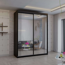 Sliding Wardrobes 4U 2 Sliding Door Black Modern Full Length Mirrored Wardrobe 150cm - Size: 2 Door - Wilko - thumbnail 4
