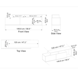 Decorotika Nexera 2 Door Walnut and Black Wide TV Stand - Size: 43 x 150 x 35.3cm - Multi - Wilko - thumbnail 7