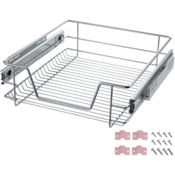 tectake Chrome Telescopic Drawer with Runners 14 x 47 x 44cm 4 Pack - Grey - Wilko - thumbnail 3