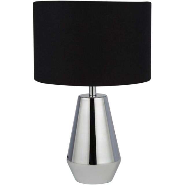 Lighting Collection Chrome Touch Table Lamp with Black Shade 2 Pack - Size: 31 x 20 x 20cm - Silver - Wilko - image 1