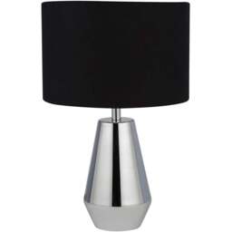 Lighting Collection Chrome Touch Table Lamp with Black Shade 2 Pack - Size: 31 x 20 x 20cm - Silver - Wilko