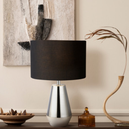 Lighting Collection Chrome Touch Table Lamp with Black Shade 2 Pack - Size: 31 x 20 x 20cm - Silver - Wilko - thumbnail 3