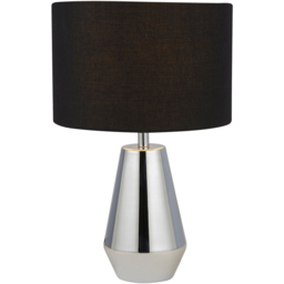 Lighting Collection Chrome Touch Table Lamp with Black Shade 2 Pack - Size: 31 x 20 x 20cm - Silver - Wilko - thumbnail 4