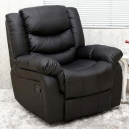 Furniture Online Seattle Black Bonded Leather Manual Recliner Chair - Size: 106 x 95 x 91.5cm - Wilko