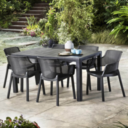 Keter Julie Elisa 6 Seater Garden Dining Set Graphite - Wilko