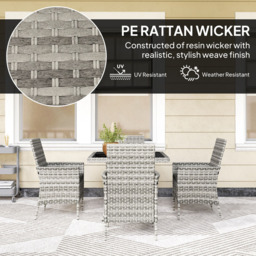 Outsunny 4 Seater Mixed Grey Rattan Patio Dining Set with Cushions - Wilko - thumbnail 6