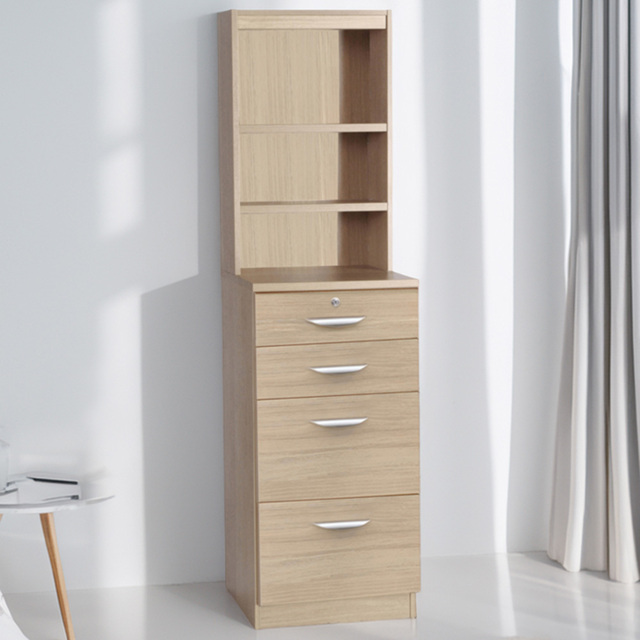 R White Cabinets 4 Drawer 3 Shelf Brown Filing Cabinet with Hutch - Wilko - image 1
