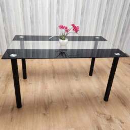 Portland Glass 6 Seater Dining Table Black - Wilko - thumbnail 1