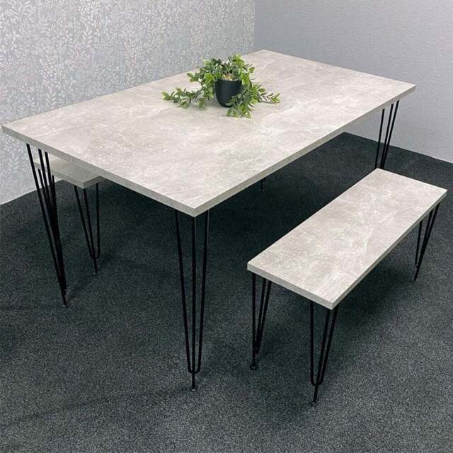 Kosy Koala 4 Seater Wood Rectangular Dining Bench Set Grey - Multi - Wilko - image 1