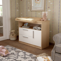 Shefa 1150 Single Door 2 Drawer Single Shelf Elm and White Kids Changing Unit - Size: 89 x 111 x 75cm - Elm-white - Wilko - thumbnail 6