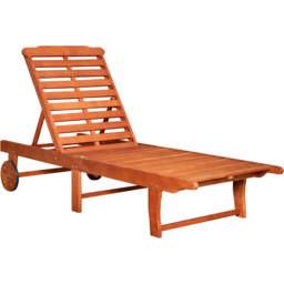 Samuel Alexander Wooden Foldable Sun Lounger with Wheels - Size: 95.0 cm x 192.0 cm x 65.0 cmcm - Brown - Wilko - thumbnail 3