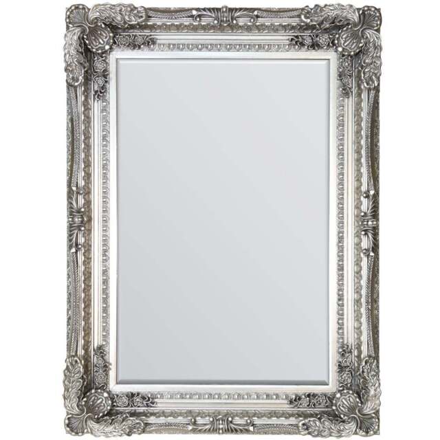Carved Louis Silver Wall Mirror 117 x 87cm - MirrorOutlet - Wilko - image 1