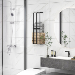 Portland Black Metal Wall Mounted Towel Rack - Size: 74 x 12 x 21cm - Wilko - thumbnail 7