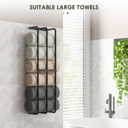 Portland Black Metal Wall Mounted Towel Rack - Size: 74 x 12 x 21cm - Wilko - thumbnail 6