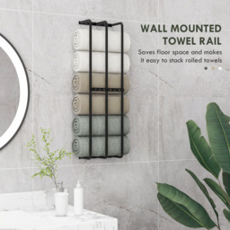 Portland Black Metal Wall Mounted Towel Rack - Size: 74 x 12 x 21cm - Wilko - thumbnail 5