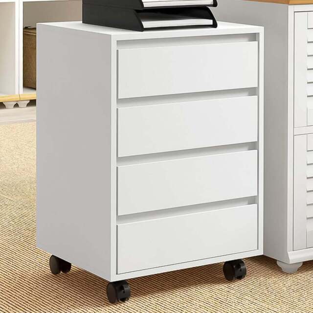 HOMCOM 4 Drawer White Vertical Mobile Filing Cabinet - Wilko - image 1