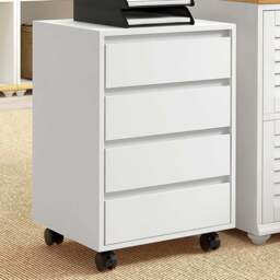 HOMCOM 4 Drawer White Vertical Mobile Filing Cabinet - Wilko