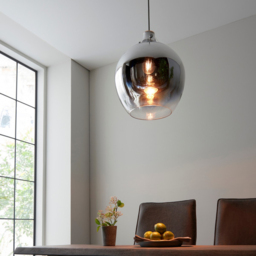 Merano Udine Chrome Ombre Glass Pendant Light - Size: 32 x 32 x 158cm - Silver - Wilko - thumbnail 7
