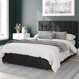 Aspire Sinatra King Size Charcoal Kimiyo Linen Ottoman Bed - Grey - Aspire Beds - Wilko