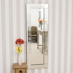Milton Square Corner Bevelled All Glass Dress Mirror 120 x 40cm - Black - MirrorOutlet - Wilko - thumbnail 3