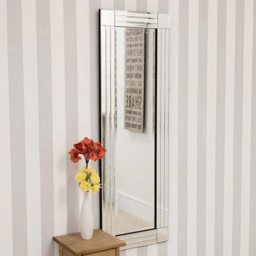 Milton Square Corner Bevelled All Glass Dress Mirror 120 x 40cm - Black - MirrorOutlet - Wilko - thumbnail 4