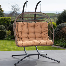 Artemis Haversham 2 Seater Brown Swinging Garden Seat - Size: 190 x 130 x 75cm - Grey - Wilko - thumbnail 1