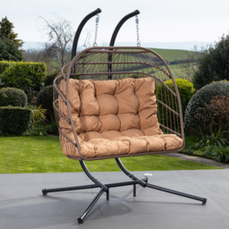 Artemis Haversham 2 Seater Brown Swinging Garden Seat - Size: 190 x 130 x 75cm - Grey - Wilko - thumbnail 5
