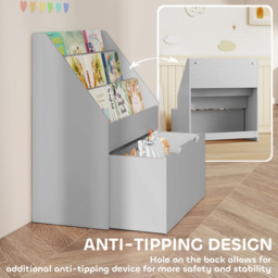 AIYAPLAY 3 Shelf Single Drawer Grey Kids Bookcase - Wilko - thumbnail 6