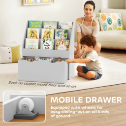 AIYAPLAY 3 Shelf Single Drawer Grey Kids Bookcase - Wilko - thumbnail 7