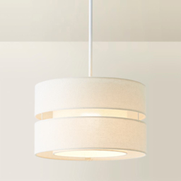 ValueLights Sophia-2 Tier Natural Linen Medium Drum Ceiling Lamp Shade - Size: 18.5 x 30 x 30cm - Cream - Wilko - thumbnail 5